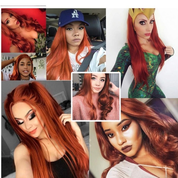 Copper Red Long Lace Front Wig main image 6